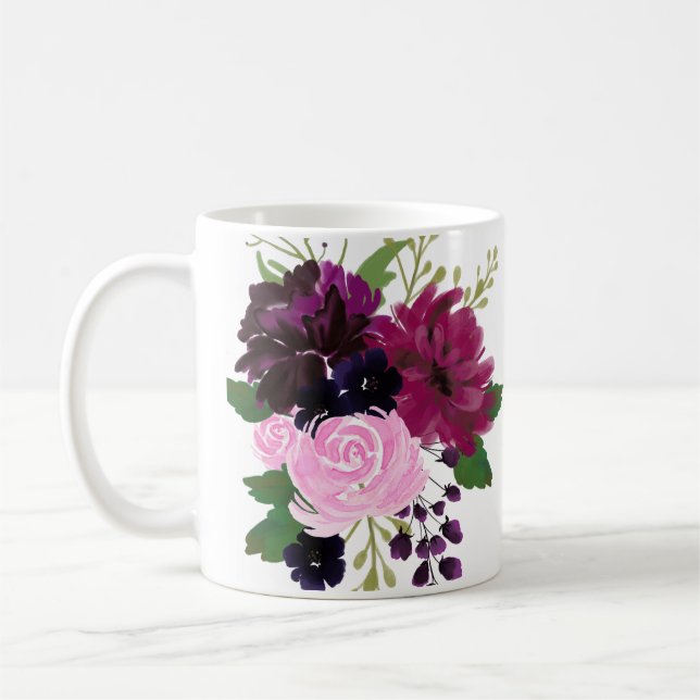 Mug Fleurs d'aquarelle peintes à la main (Gauche)