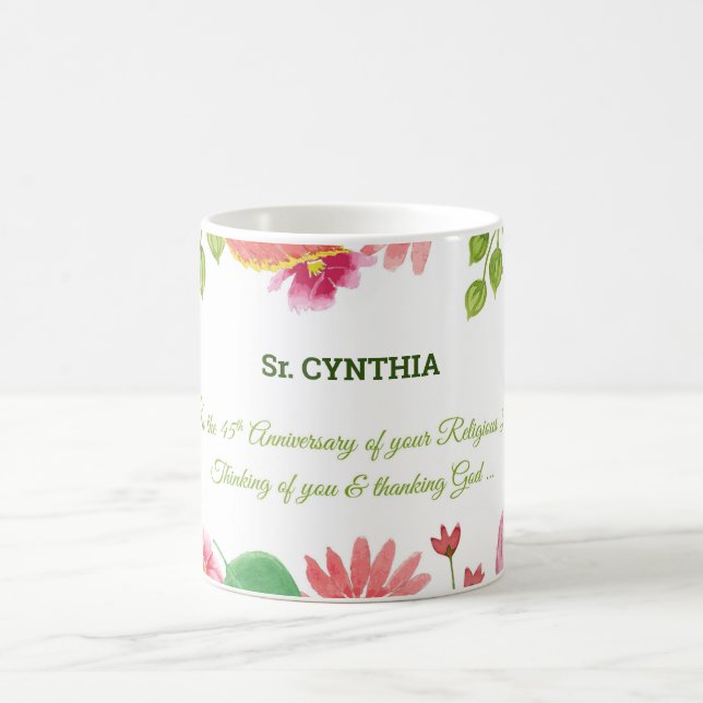 Mug Fleurs d'aquarelle religieuses du 45e anniversaire (Centre)