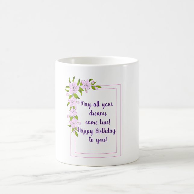 Mug Fleurs d'arbre de pommier romantiques anniversaire (Centre)