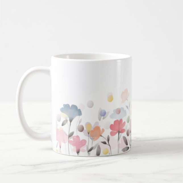 Mug Fleurs d'art aquarelle douces et jolies (Gauche)