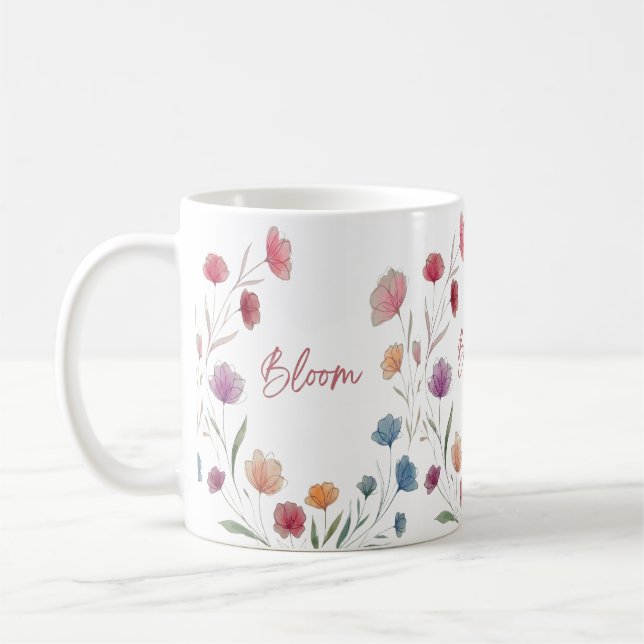 Mug Fleurs de Bloom Soft Pastel Botanique Inspirant  (Gauche)