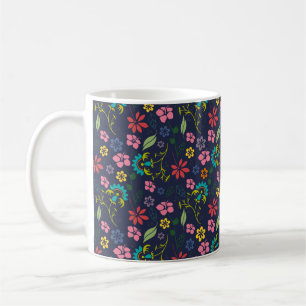 Mug Fleurs de Bohême Fille Marine Bleu et Rose