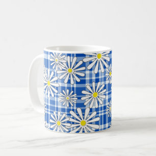 Mug Fleurs de camomille blanche sur un fond à carreaux