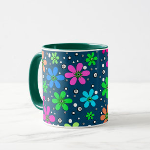 Mug Fleurs de camomille multicolores lumineuses sur un
