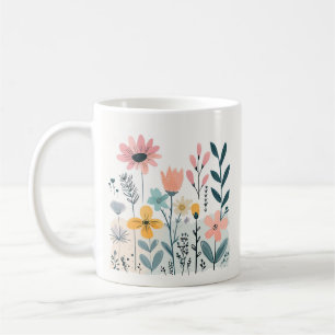 Mug Fleurs de cartons mignonnes Aquarelle Florale Dess