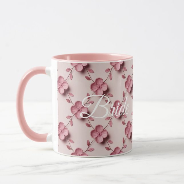Mug Fleurs de cerise rose Mariage Combo rose (Gauche)