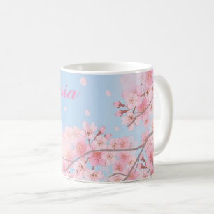 Mug Fleurs de cerisiers roses douces avec votre nom
