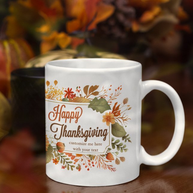 Mug Fleurs de chute de bon thanksgiving personnalisées (Créateur téléchargé)