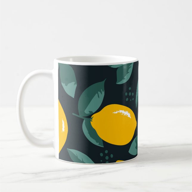 Mug Fleurs de citrons, Texture d'été Vintage. (Gauche)