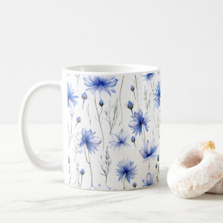 Mug Fleurs de Cornflower Pressées Aquarelle