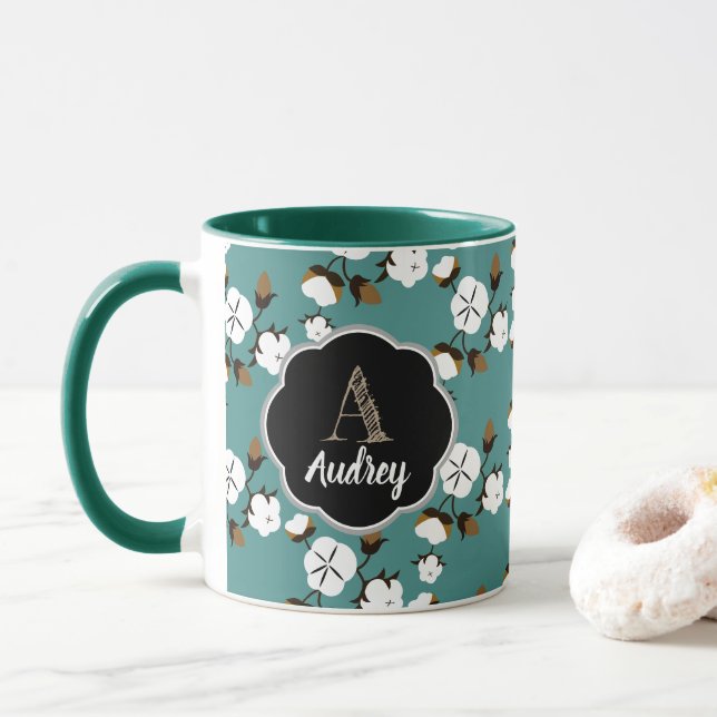 Mug Fleurs de coton rustiques (Avec donut)