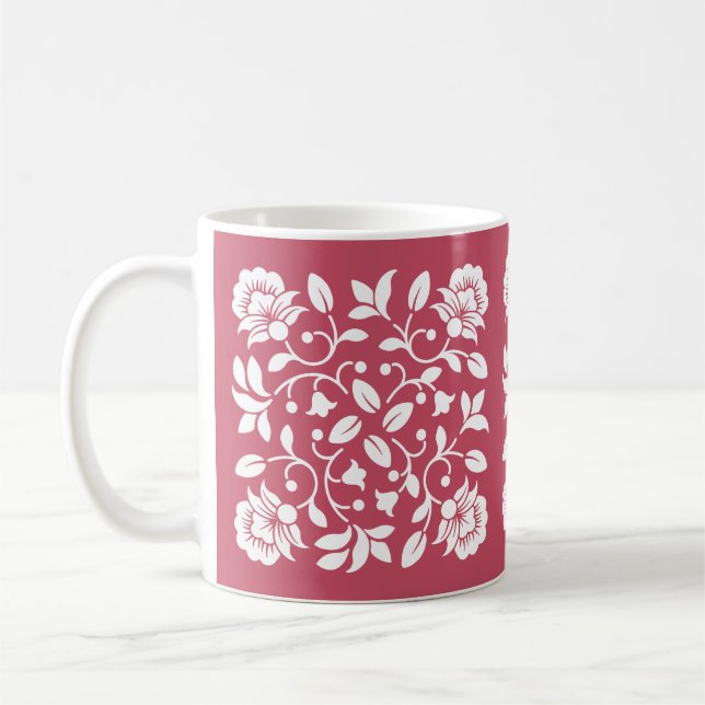 Mug Fleurs de couleur blanche et blanche (Gauche)