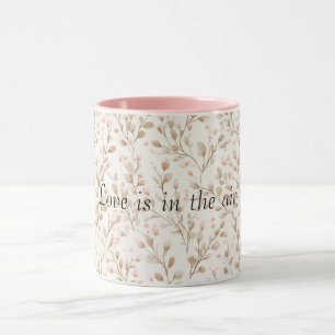 Mug Fleurs de crème rose amour romantique