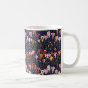 Mug Fleurs de Crocus vintages dans un jardin, motif fl