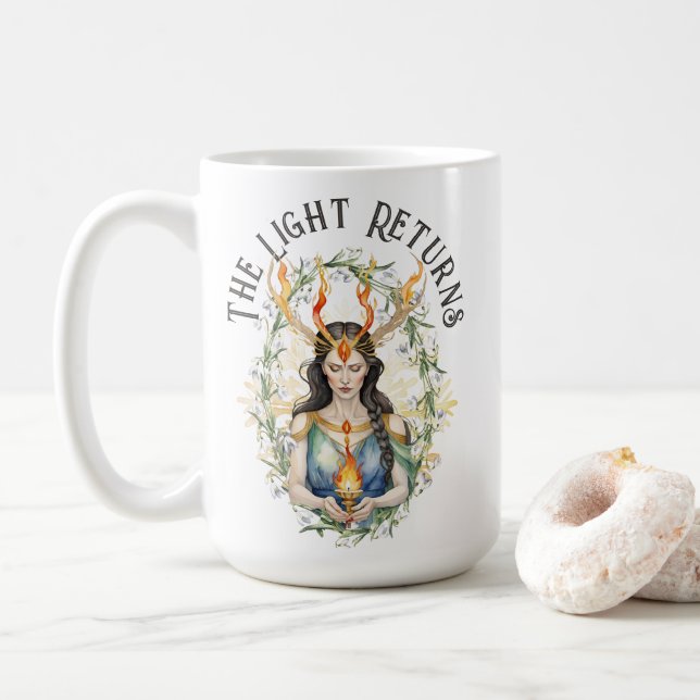 Mug Fleurs de déesse Viccan Imbolc (Avec donut)