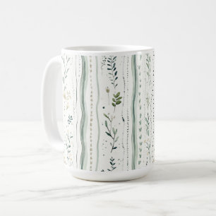 Mug Fleurs de feuilles vertes naturelles abstraites bl