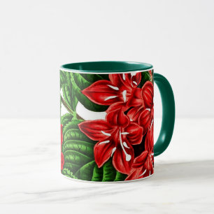 Mug Fleurs de gingembre rouge, imprimé vintage