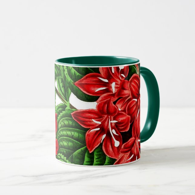 Mug Fleurs de gingembre rouge, imprimé vintage (Devant droit)