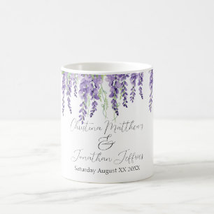 Mug Fleurs de glycine violette sur blanc élégant