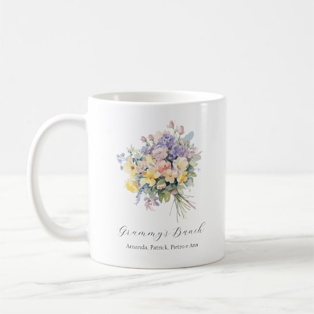 Mug Fleurs de grand-mère personnalisées pour petits-en (Gauche)