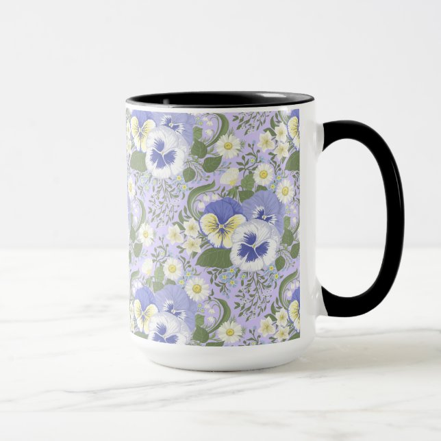 Mug Fleurs de jardin printanier sur lavande (Droite)