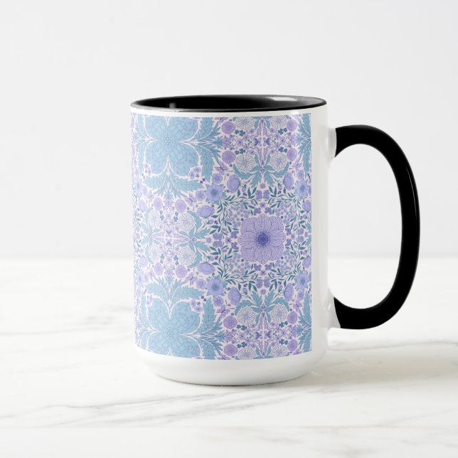 Mug Fleurs de jardin rétro en bleu et violet (Droite)