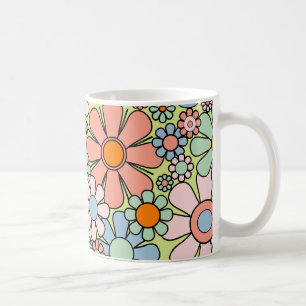 Mug Fleurs de jardin rétro Super 60s les années 70 Mot