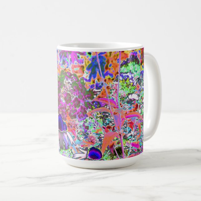 Mug Fleurs de jardin rose chaleureux et vert citron ps (Devant droit)