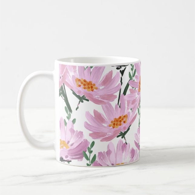 Mug Fleurs De Jardin Roses : Dessiné À La Main Sans Co (Gauche)
