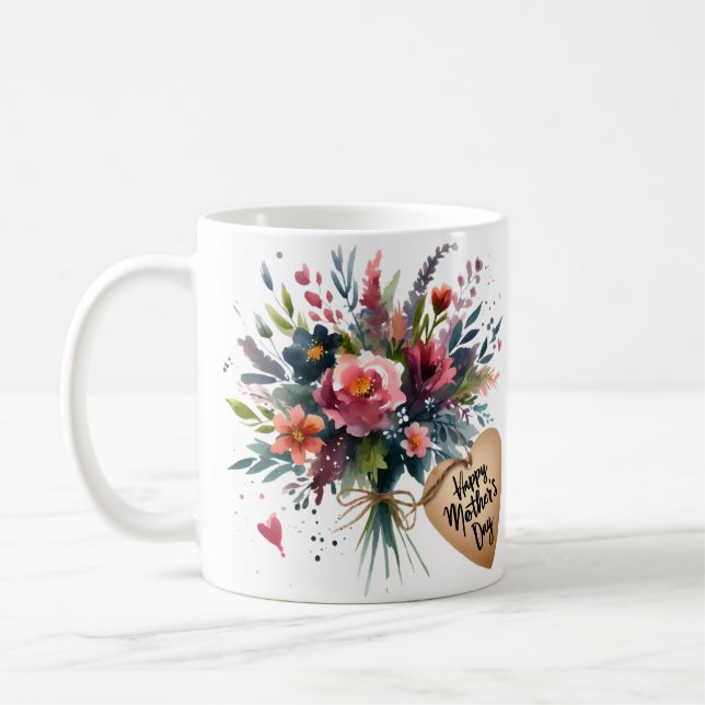 Mug Fleurs de la fête des mères en aquarelle (Gauche)