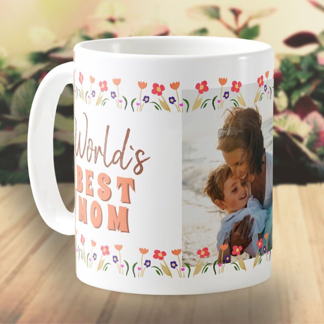 Mug Fleurs de la meilleure maman du monde Photo de la  (Créateur téléchargé)