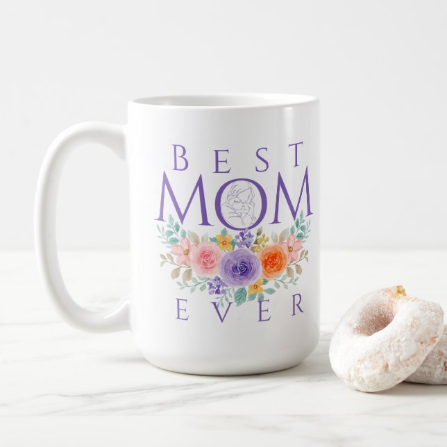 Mug Fleurs de la Meilleure Mère qui soit, Citation de  (Avec donut)