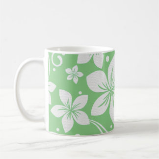 Mug Fleurs de la Plumeria tropicale Vert N Blanc