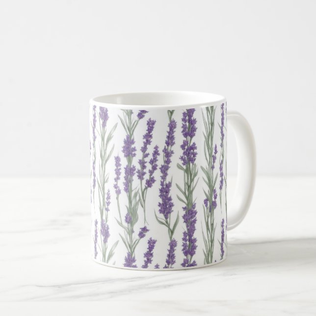 Mug Fleurs de lavande à l'aquarelle (Devant droit)