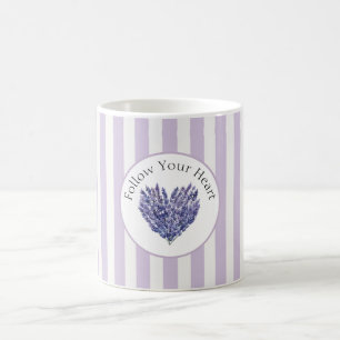 Mug Fleurs de Lavande Cœur Rayures