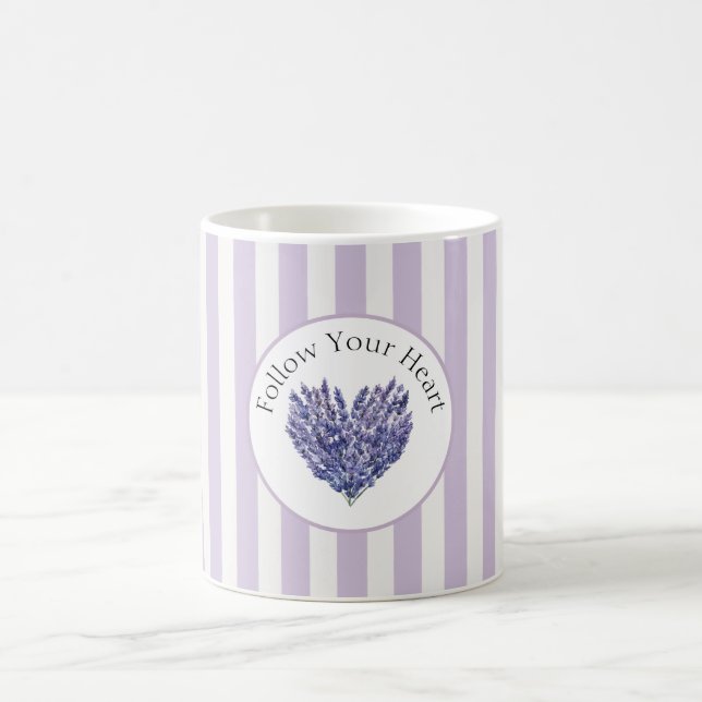 Mug Fleurs de Lavande Cœur Rayures (Centre)