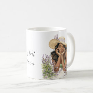 Mug Fleurs de lavande femelle noire La vie est un rêve
