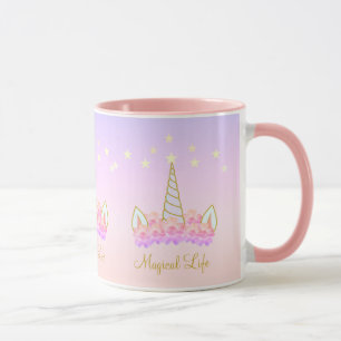 Mug Fleurs de licorne et étoiles