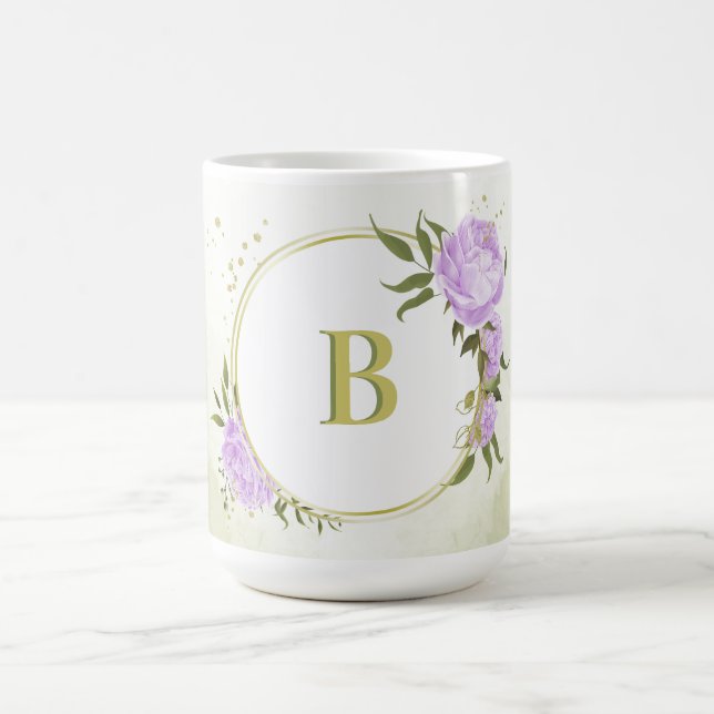 Mug fleurs de lilas violet romantique verdure mariage (Centre)