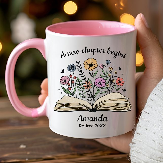 Mug Fleurs de livre ouvert mignonnes cadeau de retrait (Créateur téléchargé)