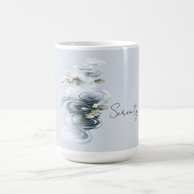 Mug Fleurs de lotus et nénuphars de sérénité bleu pâle (Centre)