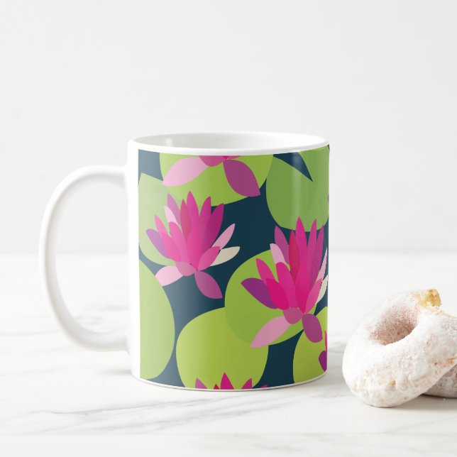 Mug Fleurs de Lotus Rose Nénuphar Floral (Avec donut)