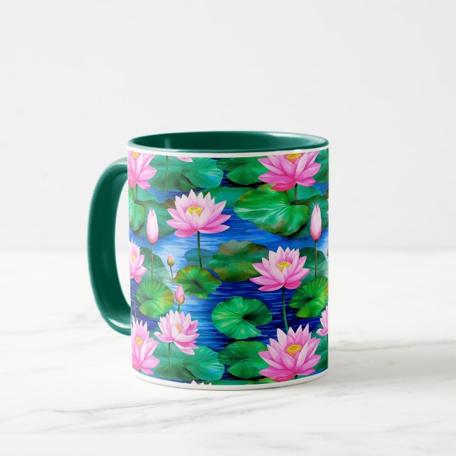 Mug Fleurs de Lotus roses sur un étang (Devant gauche)