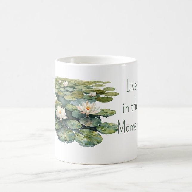 Mug Fleurs de lotus vertes sur nénuphar (Centre)