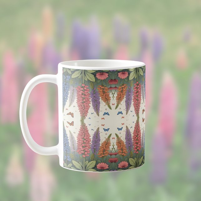 Mug Fleurs de lupine sur papillons Motif Vintage (Créateur téléchargé)