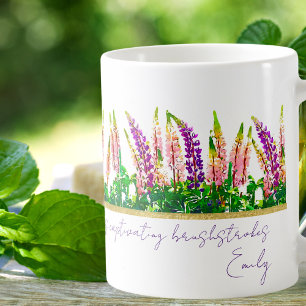 Mug Fleurs de lupine violette délicates Citations de M
