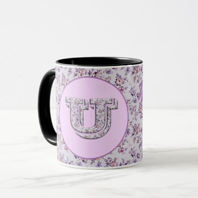 Mug Fleurs de luxe Monogram U (Devant gauche)