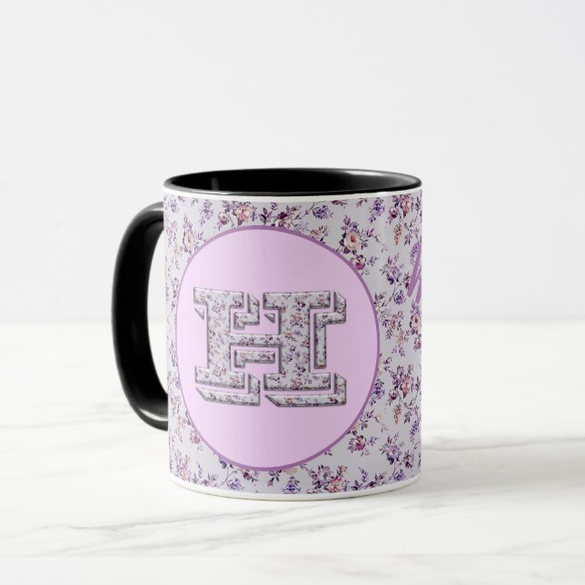 Mug Fleurs de luxe Monogramme H (Devant gauche)