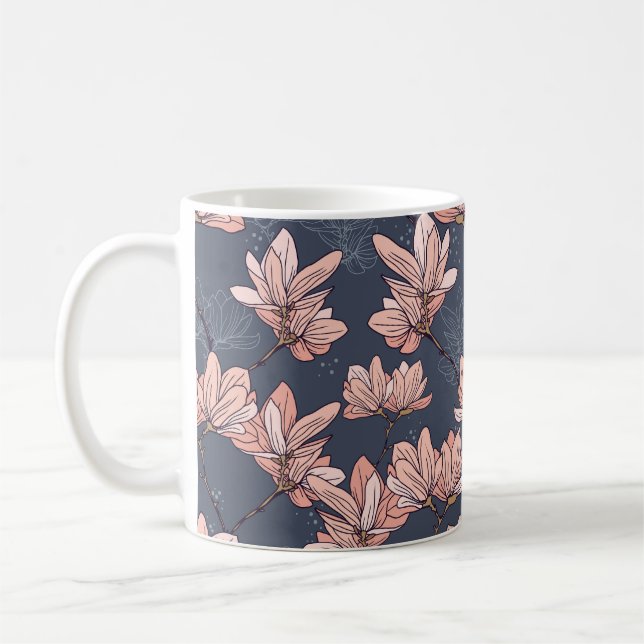 Mug Fleurs de magnolia japonaise, sans soudure, style  (Gauche)