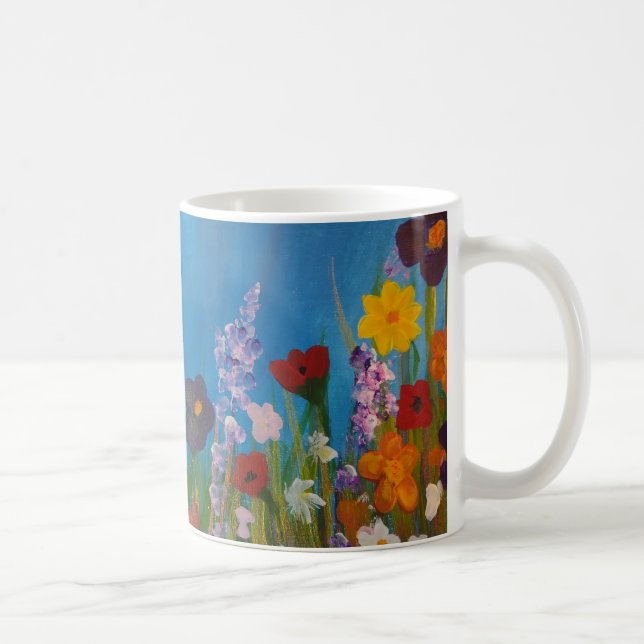 Mug Fleurs de maïs bleues dans un pré fleur sauvage (Droite)